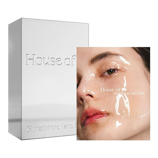 House of B Glow Glutathione 2-Step Face Film Set for Wrinkle Reduction & Skin Tone Enhancement, Shine Your Light with 12 Counts Korean Mask