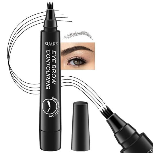 Kaely Eyebrow Pencils for Women, 4 Tip Magical Precise Waterproof Brow Pen, Microblading Eyebrow Contouring Pen, lapiz de cejas 3d Eye Brow Gel, 24h Smudge Proof,05 Black