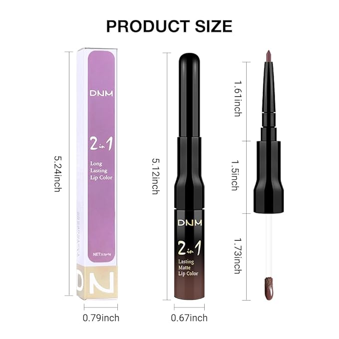 Kaely 2-in-1 Matte Lipstick and Lip Liner, Liquid Lip Stain Makeup for women Long Lasting Waterproof Smudge Proof, labiales matte mate larga duracion listip 24 hours originales, 06 Chocolate