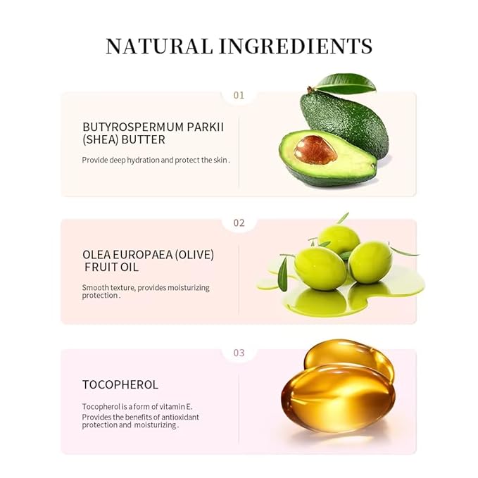 3 Colors Lip Butter Balm Set，Vanilla Sugar)