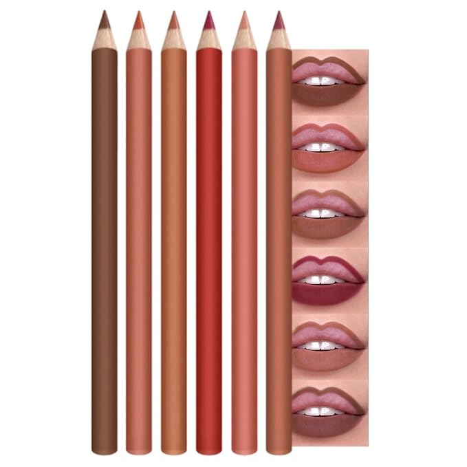 6-Color Velvet Matte Lipstick Pencils Pack for Lips Makeup, Ultra Smooth Creamy Hydrating, Long-Lasting High lmpact Color Soft Finish, Moisturized Lips (6Pcs Matte Lip pencils Set-C, Pack of 1)