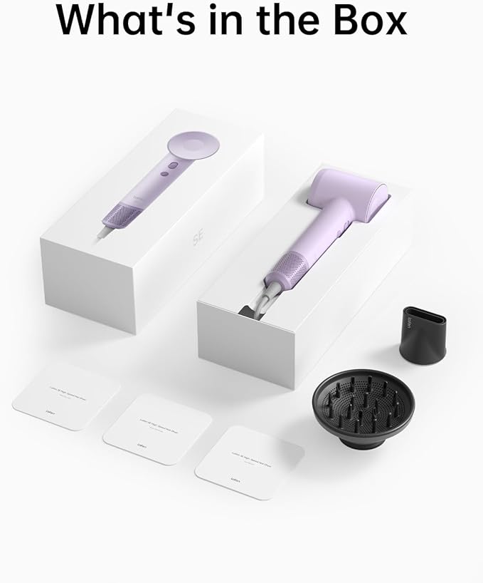 Laifen Hair Dryer SE, 200 Million Negative Ionic Blow Dryer with 105,000 RPM Brushless Motor 1400W Powerful Fast Drying High-Speed Low Noise Hairdryer with Magnetic Attachments