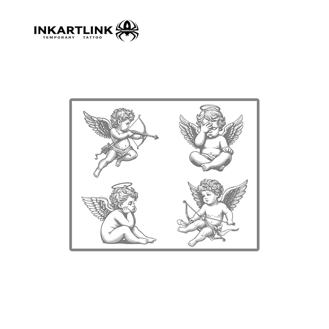 INKARTLINK Semi Permanent Tattoo, party tattoo, beautiful and realistic design, fun tattoo experience, cruelty-free, non-reflective, waterproof (Cupid)