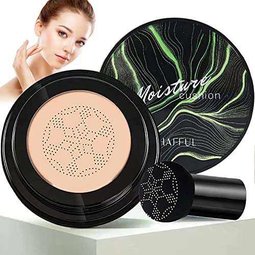 Mushroom Head Air Cushion CC Foundation, Moisturizing BB Cream, Long Lasting Matte Concealer, Face Makeup (Ivory)