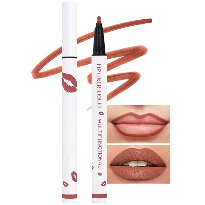 Kaely Mocha Longwear Liquid Lip Liner Waterproof, 24 Hour Long Lasting Lip Liner Stain Marker Pen, 2-in-1 Matte Semi Permanent Lipliner & Lipstick, Vegan & Cruelty-Free, 03