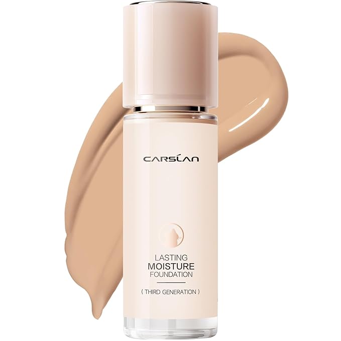 CARSLAN Lasting Moisture Foundation, 24H Longlasting Medium Coverage Dewy Finish Face Makeup, Poreless, Lightweight, Hydrating Liquid Foundation For Dry Skin, M01