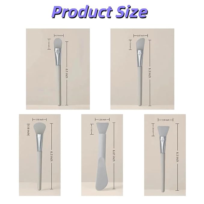 1 Set, 5 Pcs Silicone Mask Applicators, Multiple Silicone Brush Heads, Soft and Flexible, White Color, For Clay Masks, Aloe Vera Gel, Lotion and more