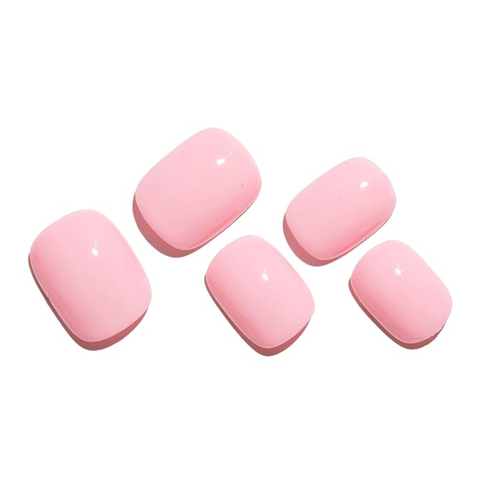 GLAMERMAID Extra Short Press on Nails 24PCS, Light Pink Fall Gel Glue on Nails, Glossy Round Reusable UV Finish Fake Nails Acrylic False Nails Manicure Kits for Women