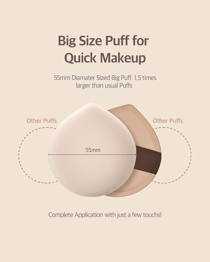 Pang Pang Makeup Powder Puff 1 Pc | Big Makeup Sponge for Foundation | Fluffy Cushion Puff Blender With Latex | Korean Makeup Puff for Foundation and Powder | 2.2In Diamater