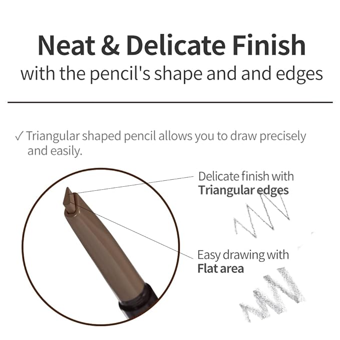 ETUDE Drawing Eye Brow, Eyebrow Pencil, Microblading, Long Lasting, Soft Textured Natural Daily Look, Korean Makeup, Beauty, Light Brown (0.008 Ounce)