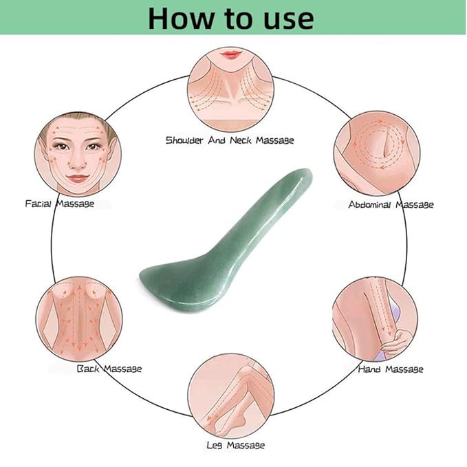 Gua Sha Facial Tool Natural Jade Stone Massage Board Tools for SPA Acupuncture Therapy Trigger Point Treatment, Gua Sha Scraping
