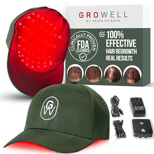 Red Light Therapy Hair Growth Cap – FDA Cleared Laser Treatment for Hair Regrowth and Reduced Shedding – LED & Laser Red Light Therapy Clinically Proven in Double-Blind Studies -Green