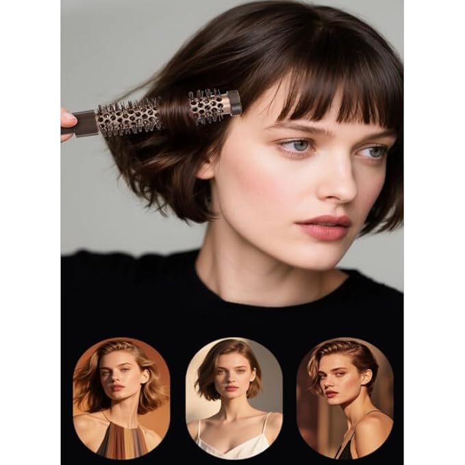 3 Pcs Small Round Brush Set for Blow Drying, 0.78/0.70/0.59 Inch Blowout Roller Hairbrush with Soft Nylon Bristles for Volume, Styling, Bangs, Roots, Curling, Short, Wavy, Thin Hair on Men & Women