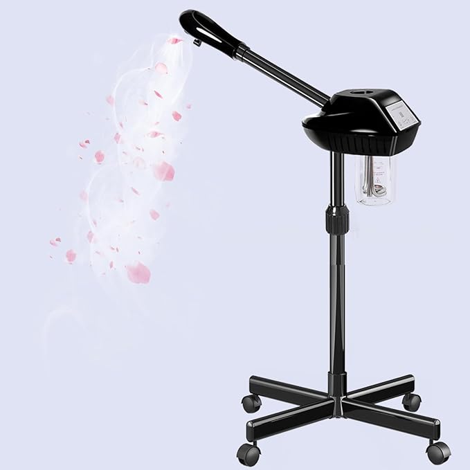 Professional Facial Steamer for Estheticians, Hot Mist & Timer Function, Ozone Facial Steamer on Wheels for Spa Beauty, Home Use