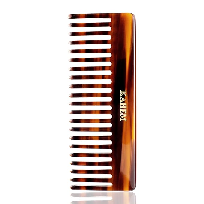 KAHEM Large Wide Tooth Detangler Comb for Women, Men, and Kids - Handmade for Curly, Long, and Short Hair - Professional Wet and Dry Hair Cutting Comb - 6.29 Inch