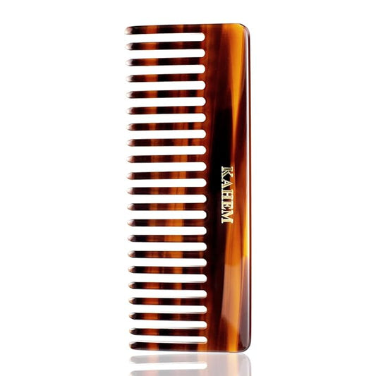 KAHEM Large Wide Tooth Detangler Comb for Women, Men, and Kids - Handmade for Curly, Long, and Short Hair - Professional Wet and Dry Hair Cutting Comb - 6.29 Inch