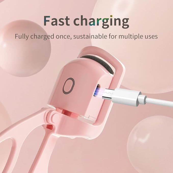 Electric Eyelash Curler, Mini Portable Design, Pink, 15s Quick Heat, 2-Temperature Control, Anti-Burn Protection, for Women
