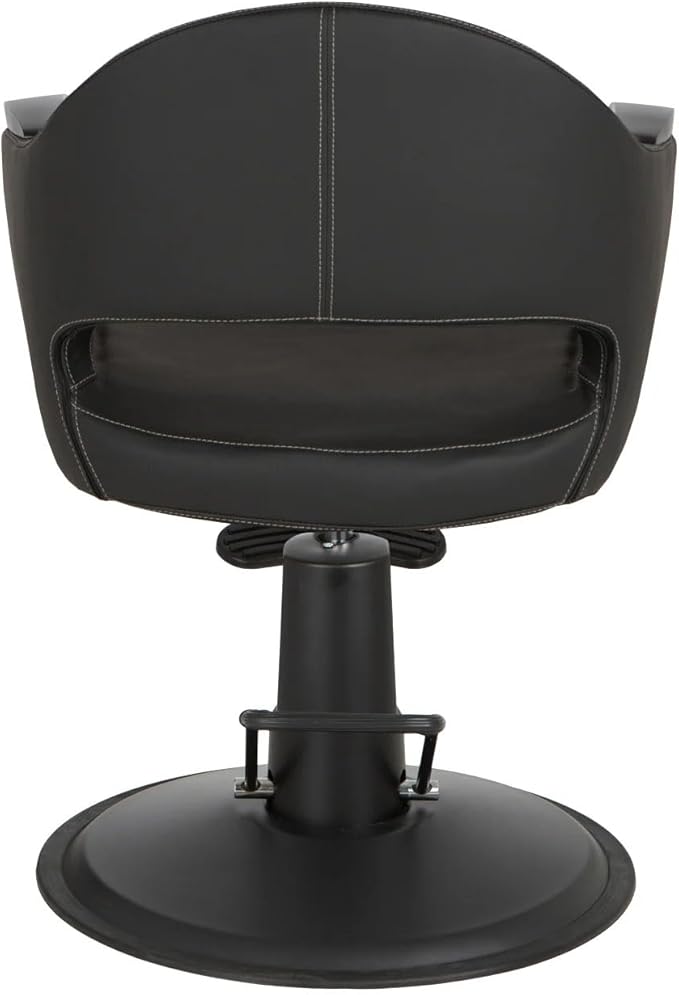 Buy-Rite Luna Noir Styling Chair for Professional Salons & Barbers, Durable Black Metal Armrests, Intricate Stitch Pattern, YLG-356-BLK (Black Standard Base)