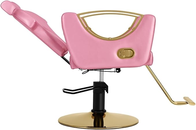 Pink Reclining Barber Chair Salon Chair 360 Degree Swivel Hair Chair Hydraulic Pump Cutting Tattoo Chair