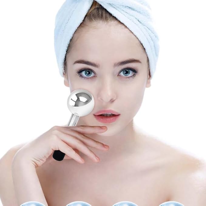 Betyura Ice Globes for Face & Eyes – Unbreakable Stainless Steel Cooling Cryo Sticks, Hot & Cold Facial Roller for Puffiness, Dark Circles & Daily Skincare（Black）