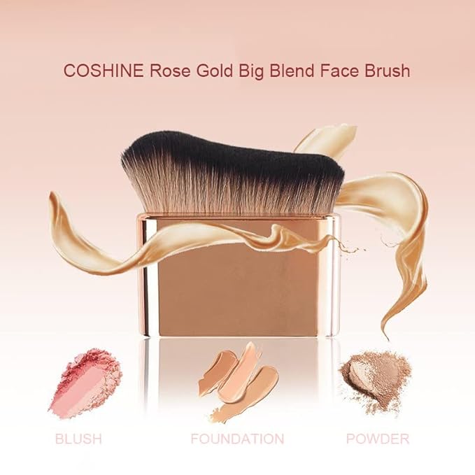 COSHINE Big Self Tanning Blend Brush, Professional Self Tanner, Kabuki, Powder, Foundation, Blusher, Shadow, Bronzer, Face and Body Brush (ROSE GOLD)