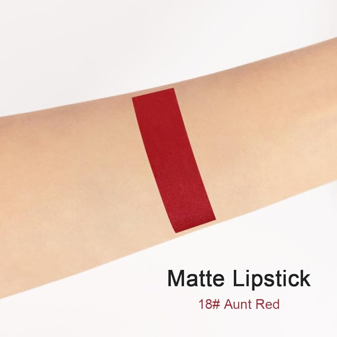 evpct 1Pcs Deep Dark Red Matte Lipstick and Lip Crayon Liner Pencil Pen Set for Women Lip Stain Long Lasting Waterproof labiales mate magicos 24 horas originales pintalabios permanente 24 horas 18