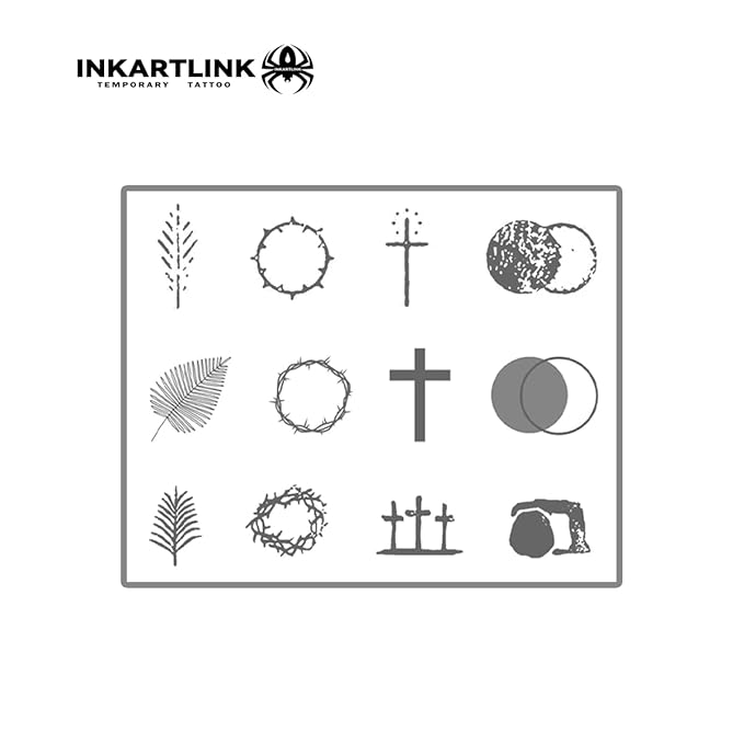 INKARTLINK Semi Permanent Tattoo, small size, party tattoos, beautiful and realistic designs, fun tattoo experience, cruelty-free, non-reflective, waterproof (Religious Symbol)