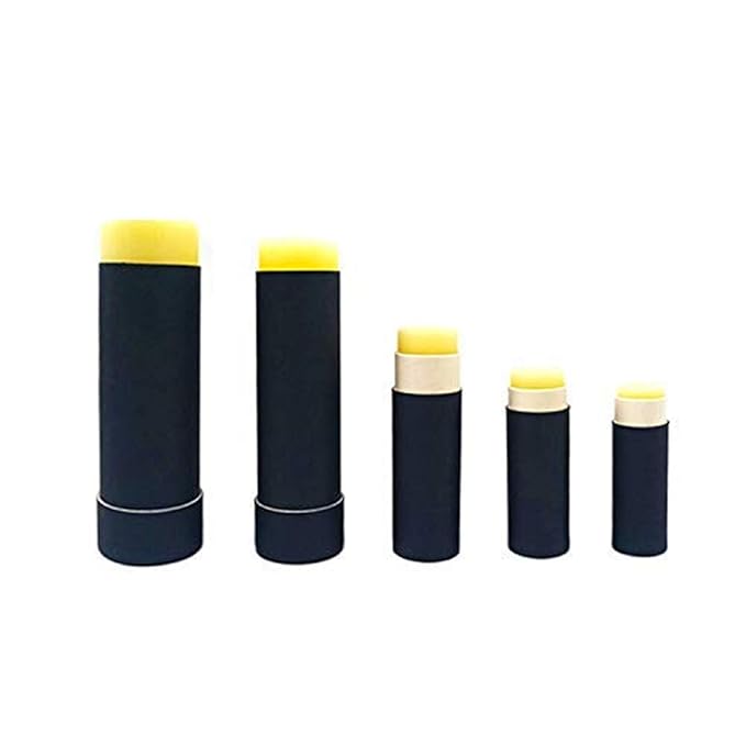 10 Pcs 1 Oz Paperboard Lip Balm Tubes Cardboard Krafts Paper Lipstick Tube Empty Lip Gloss Container Refillable Paper Round Solid Perfume Tube Chapstick Tube DIY Cosmetic Deodorant (Black)