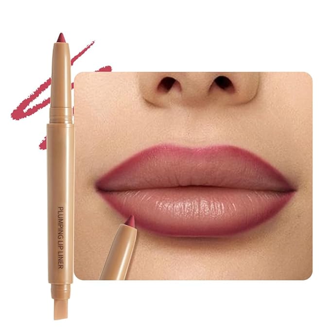 Fire Brick Red Matte Lip Liner Pencil, Plump Lip Liners Long-Lasting Creamy Formula, With Silicone Smudger for Define Contours & Sculpting Lip, Waterproof Non-Staining Crayon Lip Liner 04#