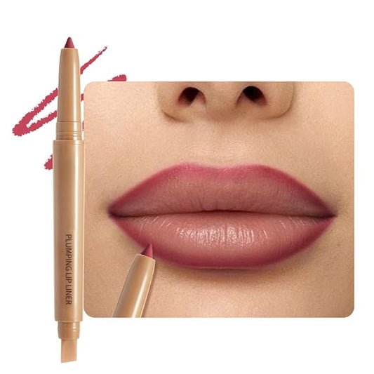 Fire Brick Red Matte Lip Liner Pencil, Plump Lip Liners Long-Lasting Creamy Formula, With Silicone Smudger for Define Contours & Sculpting Lip, Waterproof Non-Staining Crayon Lip Liner 04#