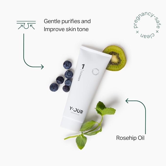 Y'OUR Non-Toxic, Pregnancy-Safe Skincare Set – 5-Step System with Cleanser, Day Cream, Serum, Night Cream & Hydration Serum – Soothing & Rejuvenating – Gentle and Non-Comedogenic Formula. Holiday Gift