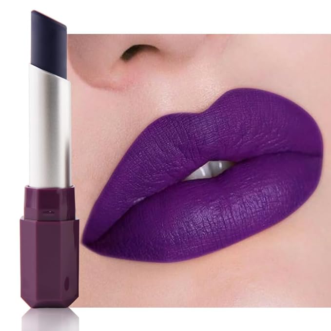 Dark Orchid Purple Matte Lipstick - Pigmented Lip Crayon & Face Paint Stick for Women Everyday Halloween Birthday Party Wear, Younger-Looking Lip Makeup, Labial con color para uso diario 08