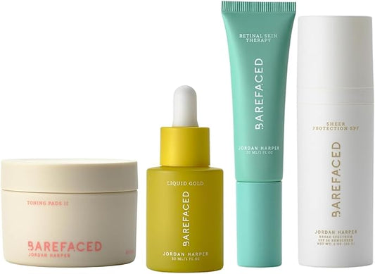 Barefaced Core Four - Toning Pads II, Liquid Gold, RetinAL Skin Therapy, Tinted SPF