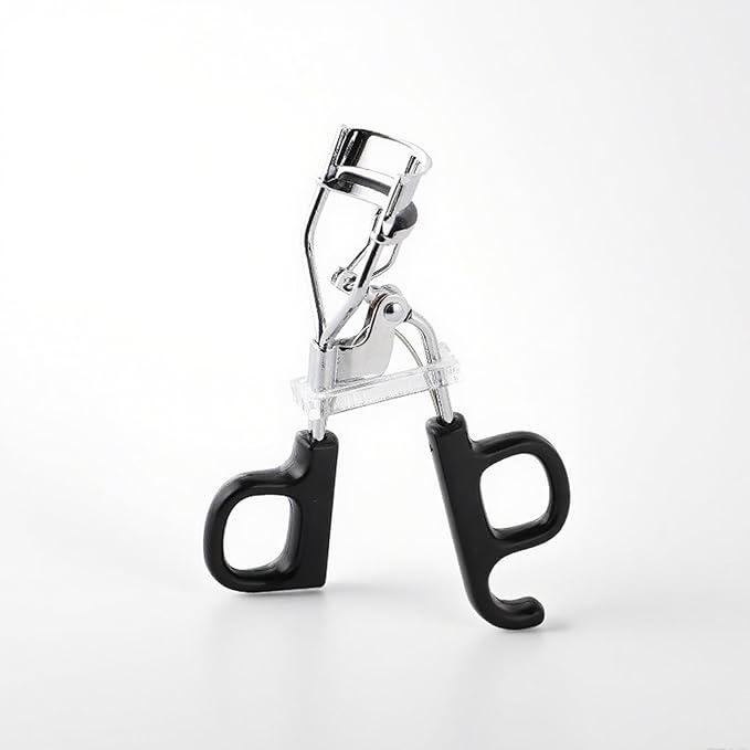 Black Eyelash Curler, Natural Curl Lash Curler - Wide Fit Comfortable Curved Design with Non-Slip Grip & Replacement Pads for a Natural, Clump-Free Lift (Black)