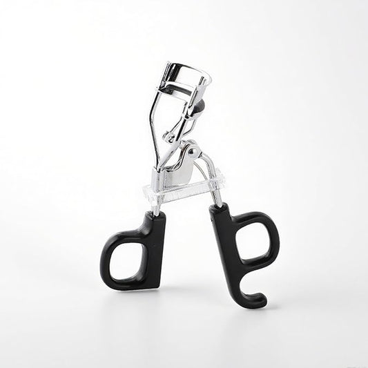 Black Eyelash Curler, Natural Curl Lash Curler - Wide Fit Comfortable Curved Design with Non-Slip Grip & Replacement Pads for a Natural, Clump-Free Lift (Black)