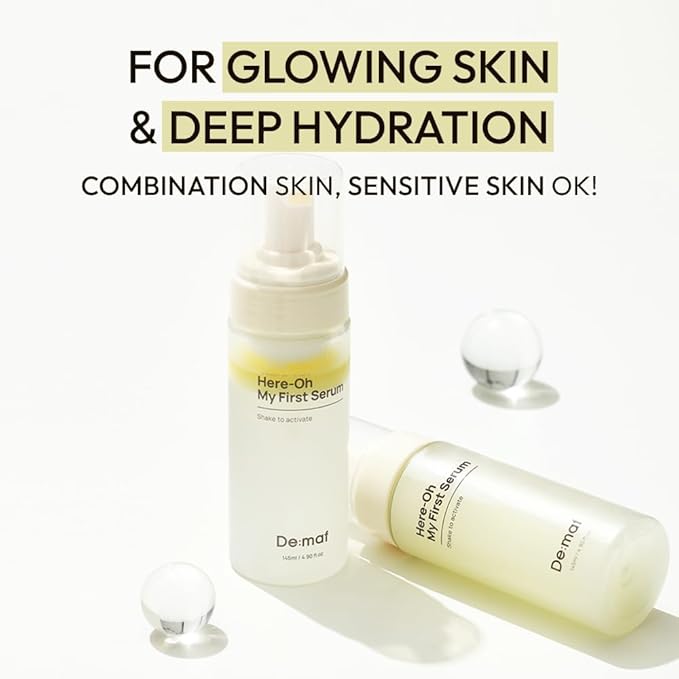 Here-Oh My First Serum, Hydrating Facial Serum with Hyaluronic Acid | Bubble Texture for Barrier Support & Glow | Korean Care for Dry & Sensitive Types (15.22 fl oz,Refill)