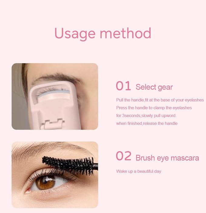 Heated Eyelash Curler - 6S Fast Safe Heating 24hrs Long Lasting Lash Lift to Style Natural EyelashesElectric Eyelash Curler with Heat Sensitive Silicone Pad, Type-C Rechargeable Mini Lash Curler