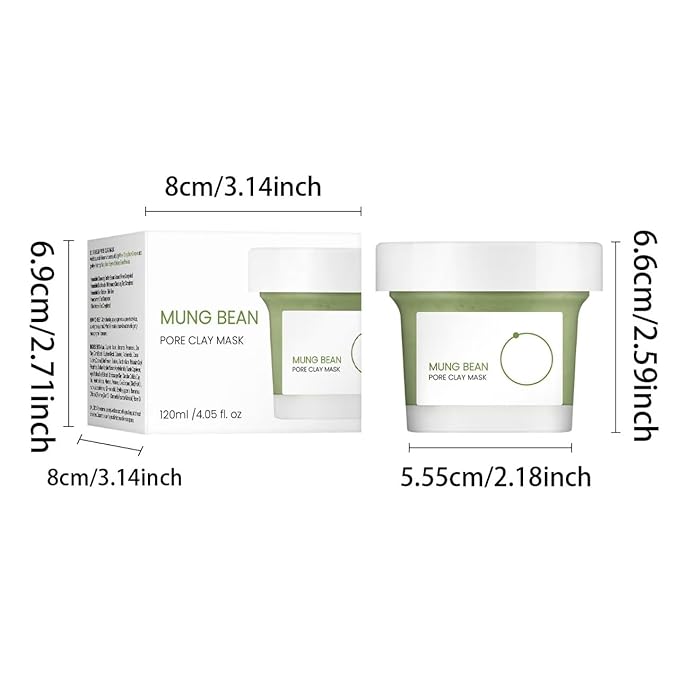 Mung Bean Pore Clay mask (4.05 fl oz /120ml) | Fragrance-Free | Wash Off Mask for Blackhead & Whitehead Care | Quick 3 Minute to Gently Cleanse, Exfoliate and Tighten Pores | Korean Skincare (2P)