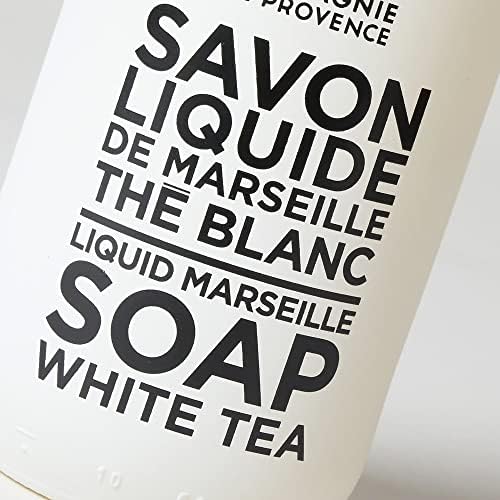 Compagnie de Provence Savon de Marseille Extra Pure Liquid Soap - White Tea - 16.7 Fl Oz Glass Pump Bottle