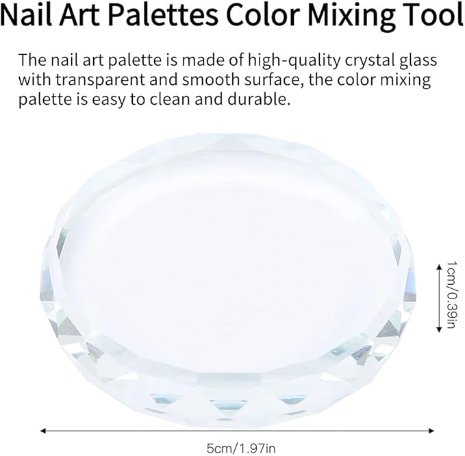 Nail Art Palette, 2pcs Nail Art Palettes Color Mixing Tool for DIY Makeup Mixing Palette Drawing Color Dish Toning Glass Nail Tips Painting Tray False Eyelash Glue Hold Makeup Pallet
