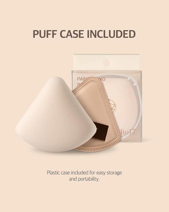 Pang Pang Triangle Makeup Powder Puff 1 Pc | Latex Big Makeup Sponge for Foundation | Fluffy Cushion Puff with Narrow Tip | Korean Makeup Puff for Foundation and Powder | 2.2In Diamater