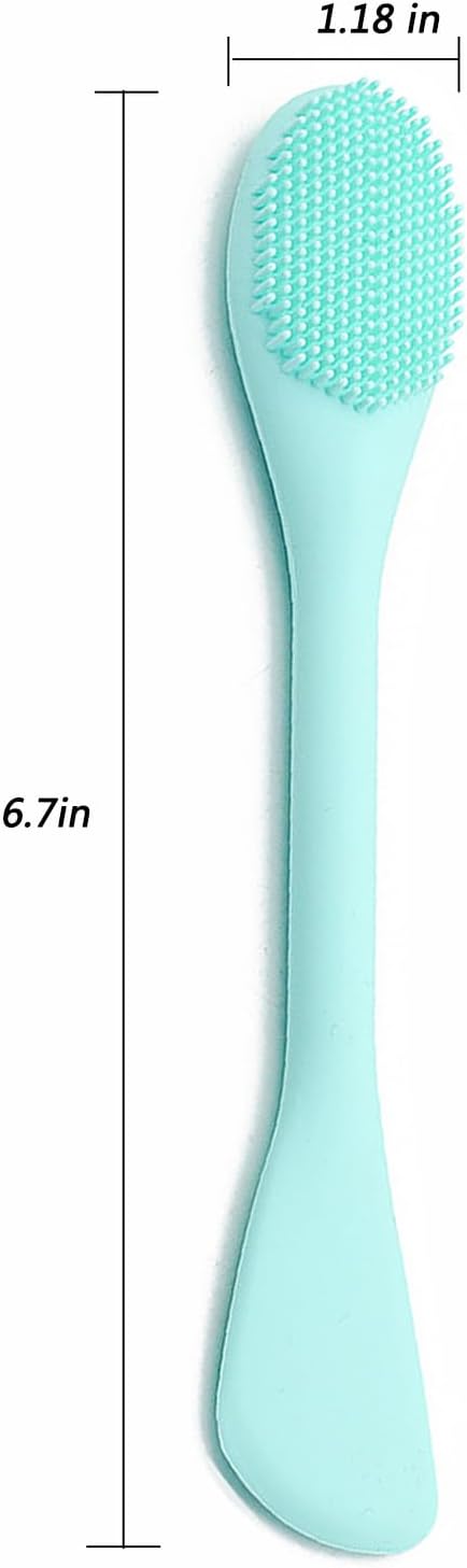 Pore Scrubber, Double-End Silicone Face Mask Brush Silicone Face Scrubber, 2Pcs Soft Mask Applicator Tool for Facial Mud,Facial Cleansing Brushes for Makeup Skincare Removal,Pink and Green
