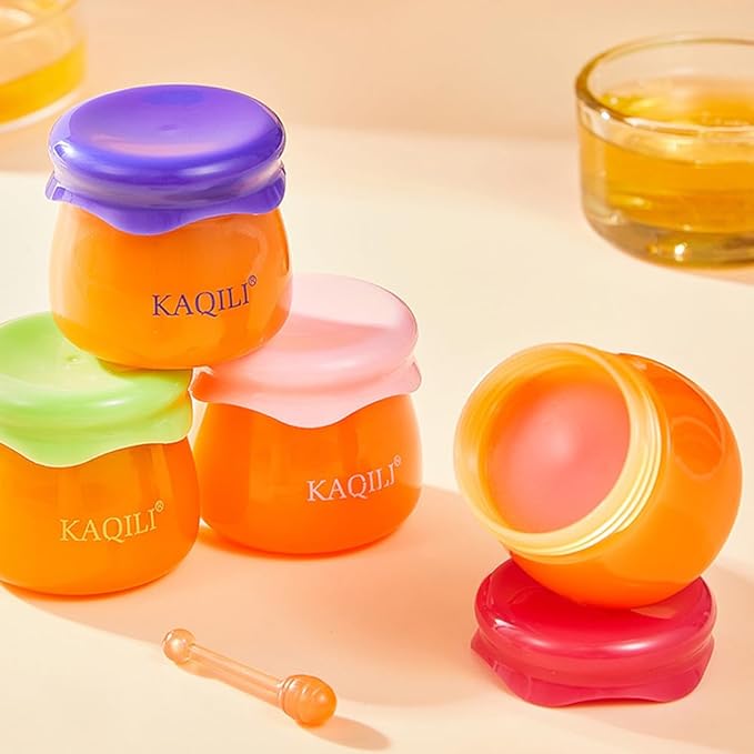 Honey Lip Balm Pot, Propolis Lip Mask, Strawberry Hydrating Propolis Lip Sleeping Mask, Prevent Dry&Cracked, Lip Repair Nourishes the Lip Skin (strawberry & blueberry & peach & avocado)