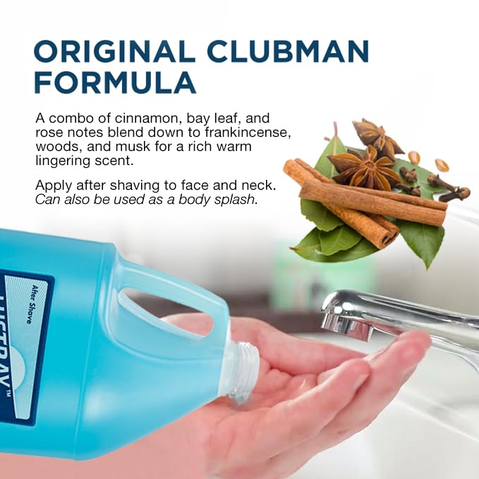 Clubman Lustray Blue Spice After Shave Lotion – Refreshing & Cooling Aftershave for Men, Soothing Barber Formula, 1 Gallon, 3.8L
