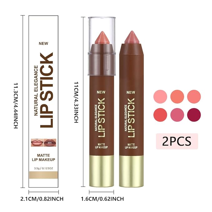 2Pcs Matte Lipstick Crayon Set for Women, Coral Pink Nude Pink 24 Hour Lipstick Lip Liner Pencil, Neutral Lip Stick Lipliner Long Lasting Waterproof Smudge Proof, Vegan & Cruelty-Free, 02+03