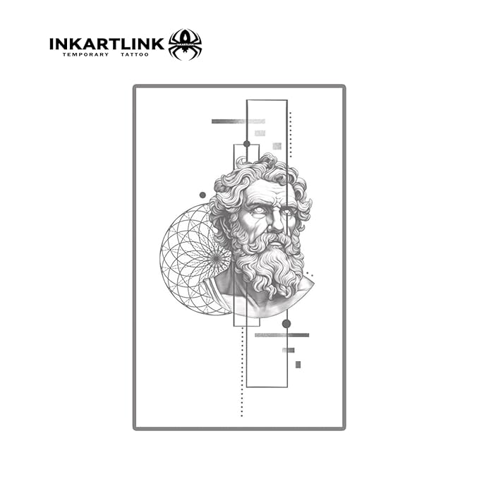 INKARTLINK Semi Permanent Tattoo, beautiful and realistic design, fun tattoo experience, cruelty-free, non-reflective, waterproof (Greek geometric creative tattoo 4）