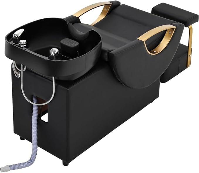 Shampoo Bowl and Chair Set for Salon,Seogwisam Backwash Barber Chair,ABS Plastic Shampoo Bowl Sink Unit w/Independent Footrest for Beauty Spa Barbershop