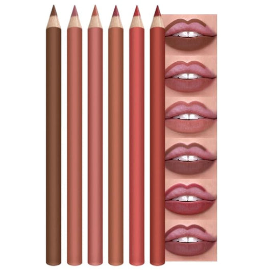 6-Color Velvet Matte Lipstick Pencils Pack for Lips Makeup, Ultra Smooth Creamy Hydrating, Long-Lasting High lmpact Color Soft Finish, Moisturized Lips (6Pcs Matte Lip pencils Set-F, Pack of 1)