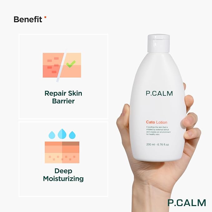 P.CALM Cato Lotion – Glutathione & Centella Asiatica for Hydrating, Soothing, Korean Vegan Facial Moisturizer for Sensitive Skin (200ml / 6.76 fl.oz)