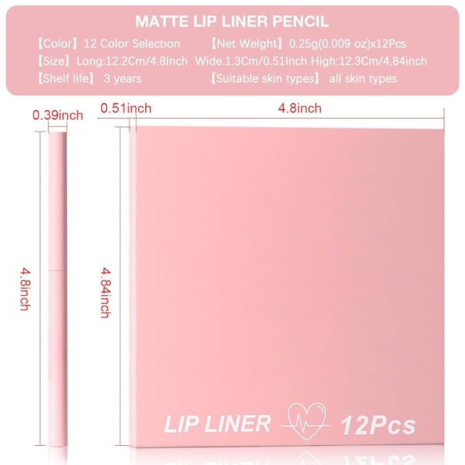 Kaely 12Pcs Retractable Lip Liner Pencils Set for Painting Outline Plump Lips, Mauve Maroon Red Orange Nude Coffee Brown Plum Taupe Creamy Matte Velvet Pigmented Lip Colors Liner Crayon Lipstick Set